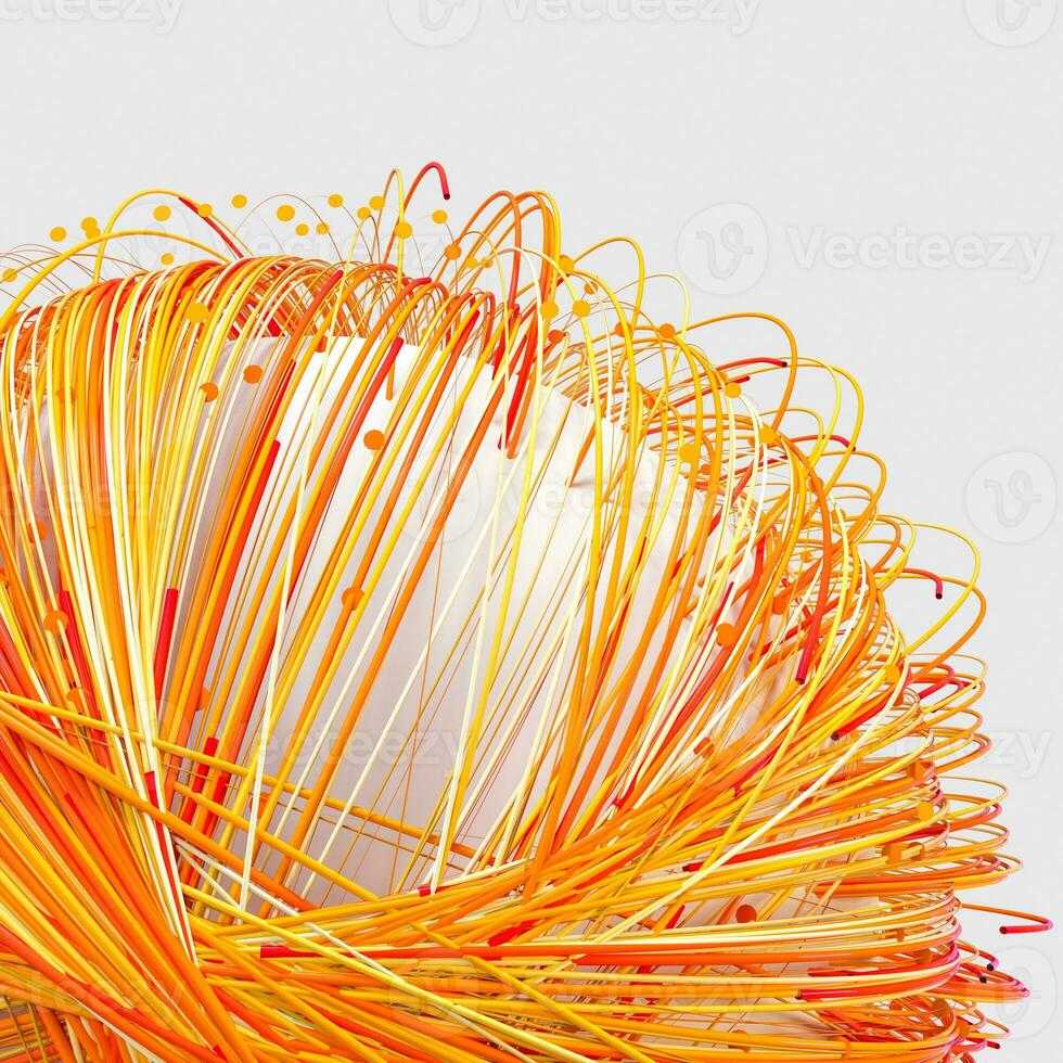 Orange twirl lines with white background, 3d rendering. photo