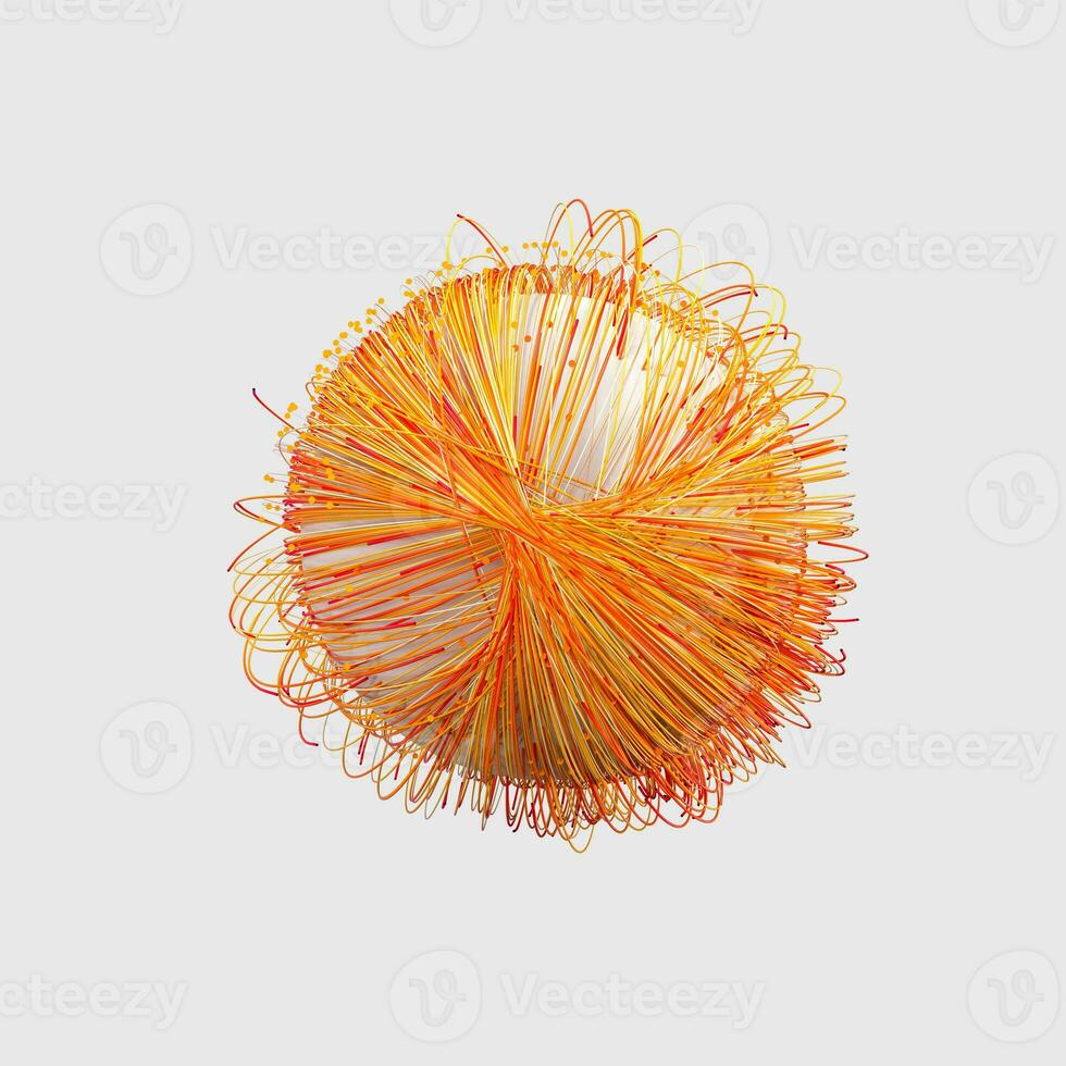 Orange twirl lines with white background, 3d rendering. photo