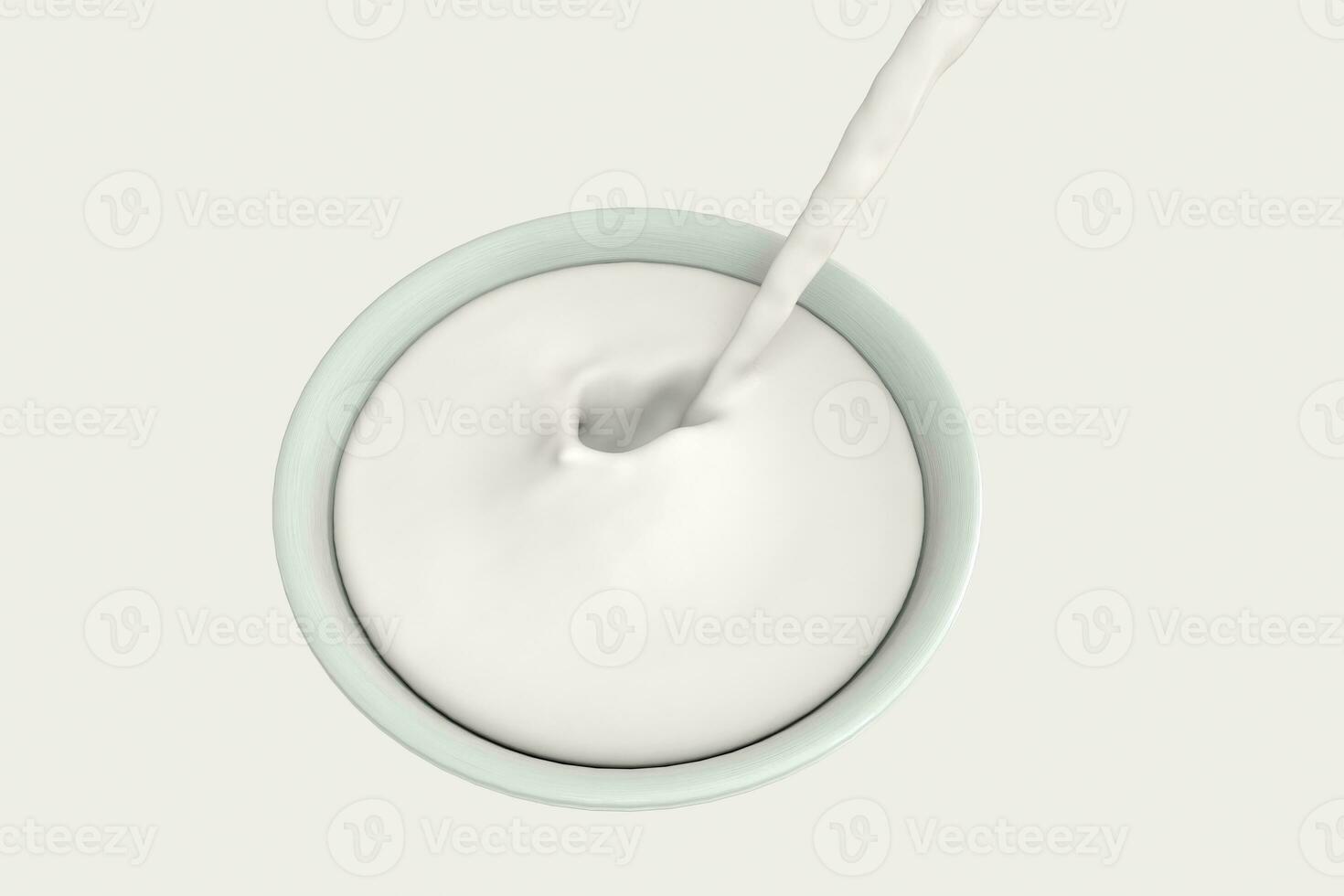 A bowl of milk and splashing liquid, 3d rendering. photo