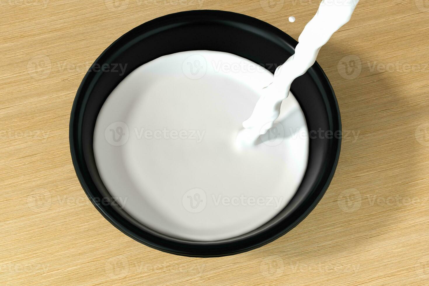 A bowl of milk and splashing liquid, 3d rendering. photo