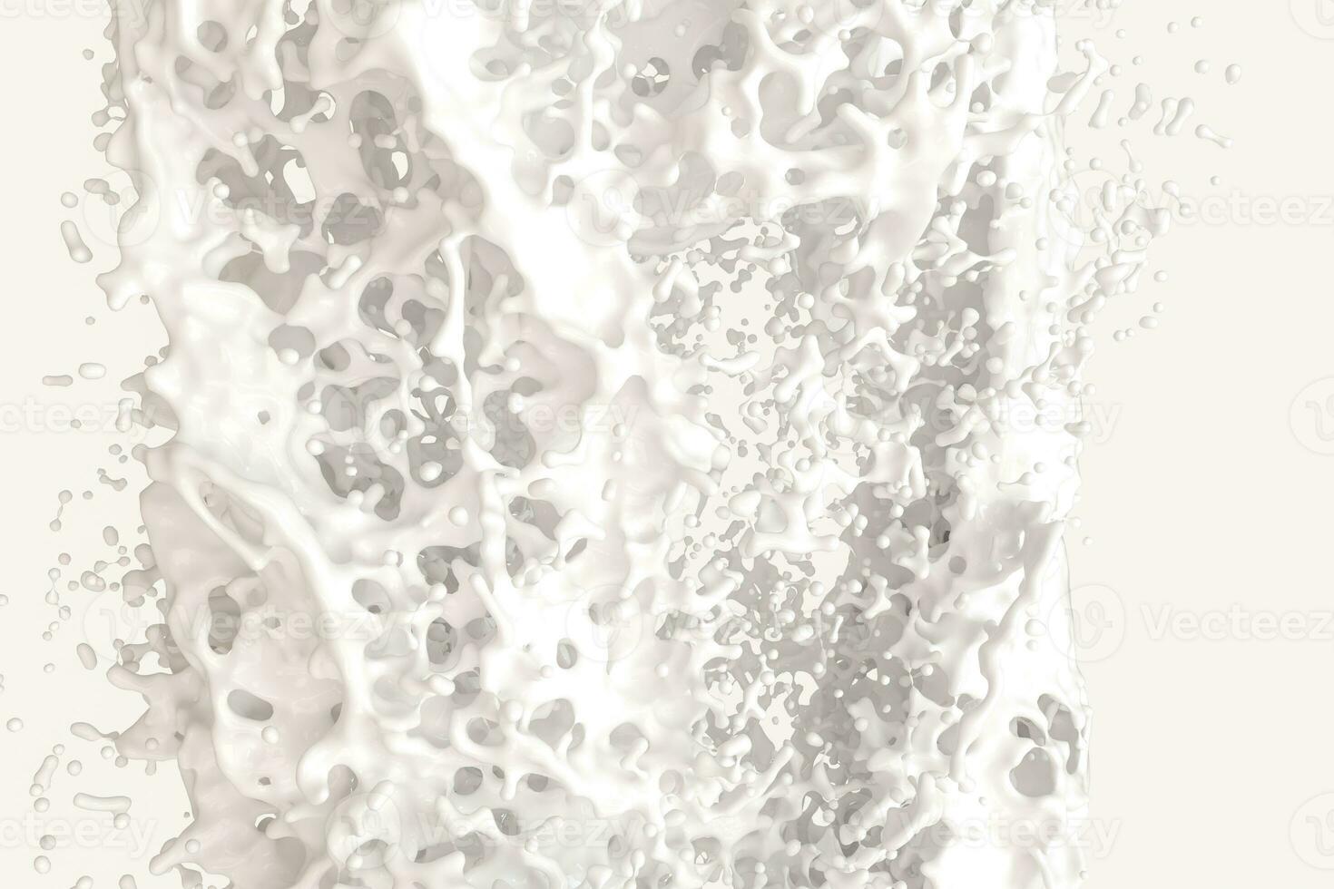 A bowl of milk and splashing liquid, 3d rendering. photo