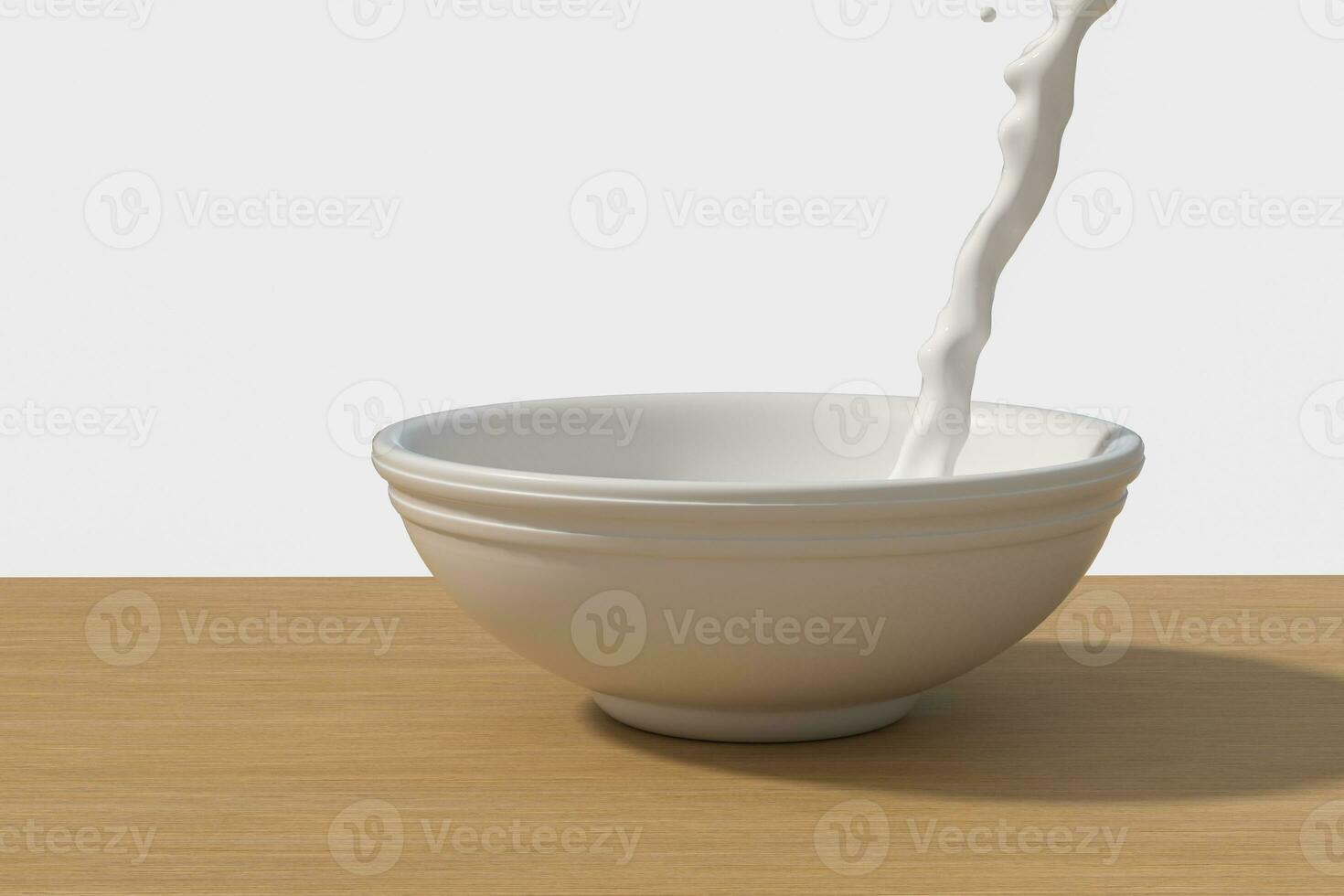 A bowl of milk and splashing liquid, 3d rendering. photo
