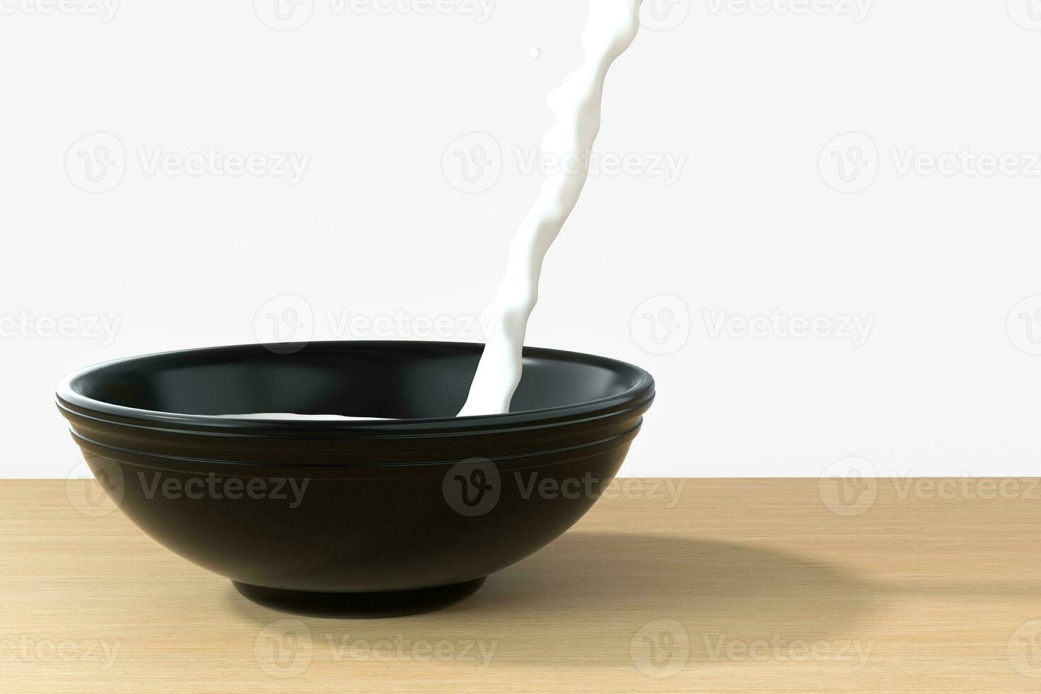 A bowl of milk and splashing liquid, 3d rendering. photo