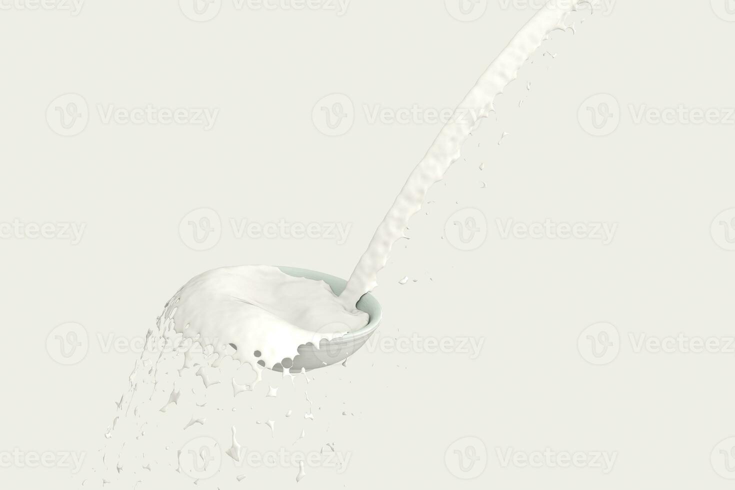 A bowl of milk and splashing liquid, 3d rendering. photo