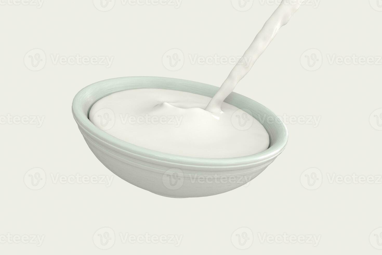 A bowl of milk and splashing liquid, 3d rendering. photo