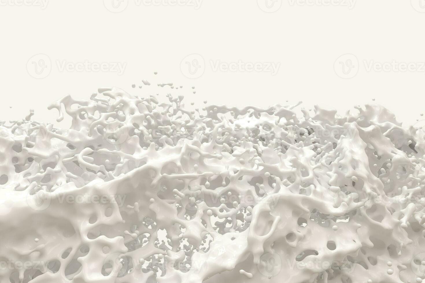 A bowl of milk and splashing liquid, 3d rendering. photo