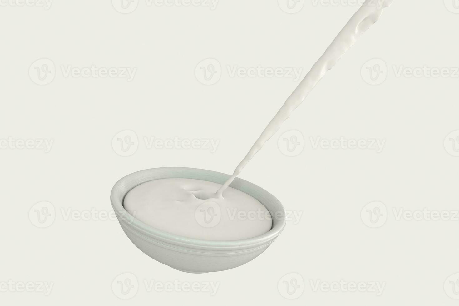 A bowl of milk and splashing liquid, 3d rendering. photo