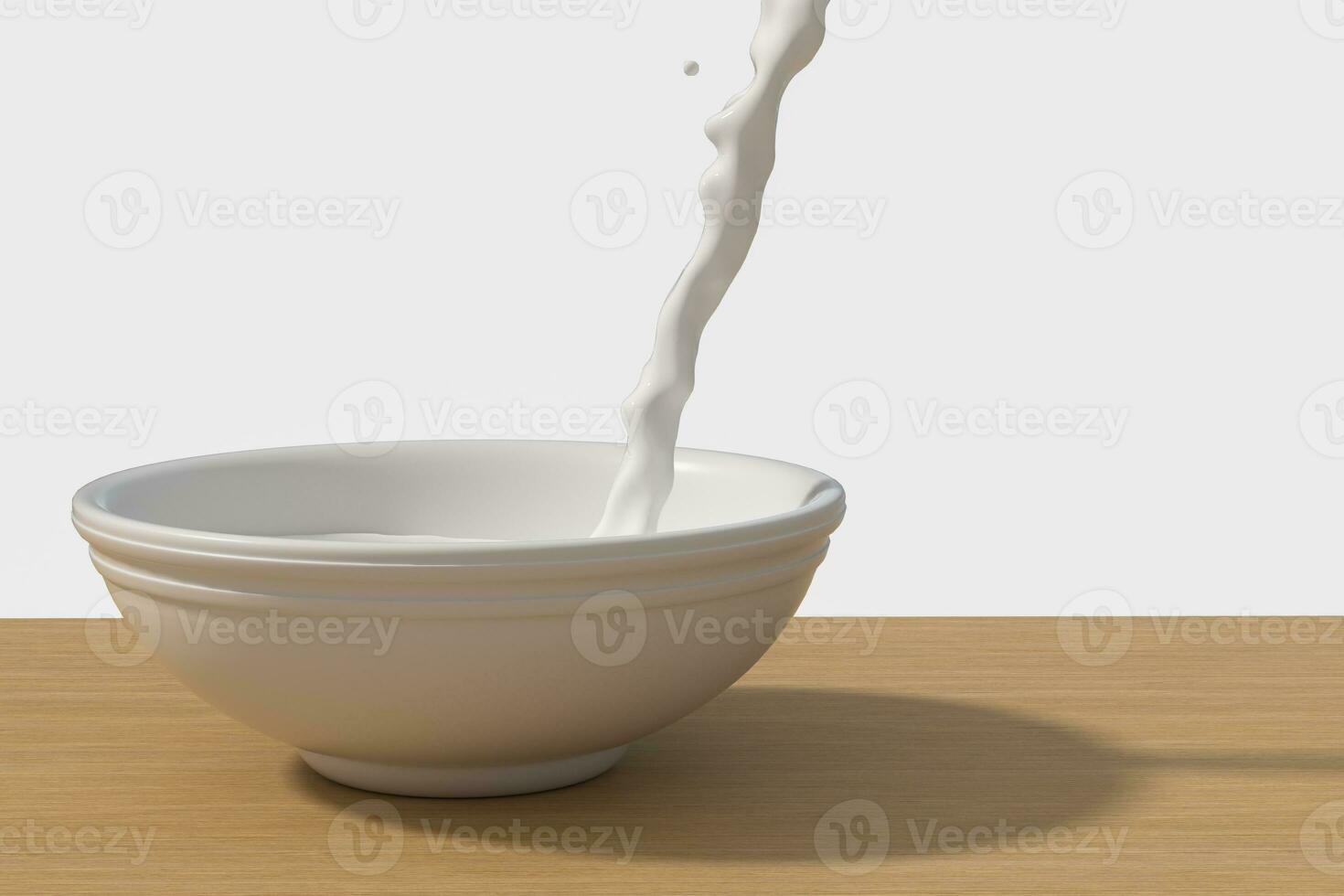 A bowl of milk and splashing liquid, 3d rendering. photo