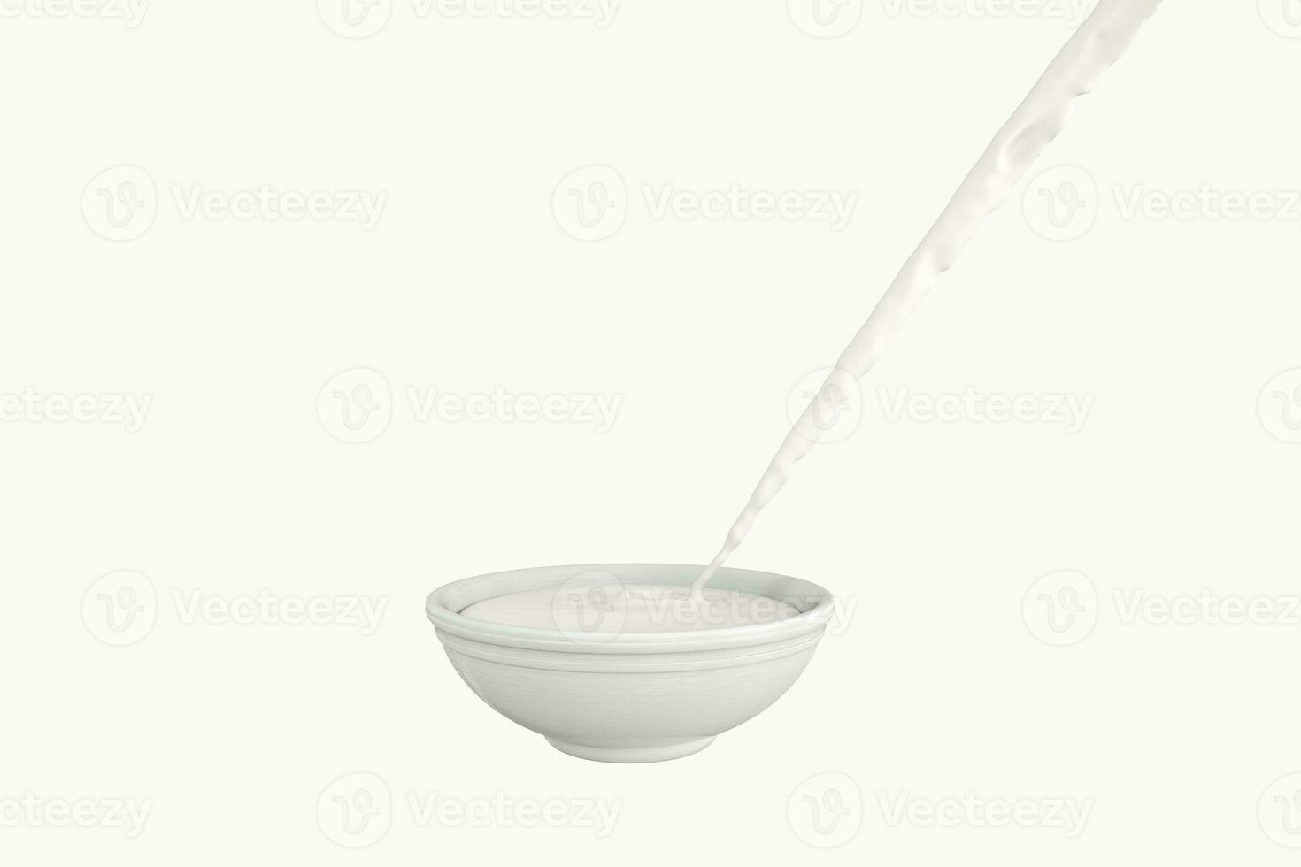 A bowl of milk and splashing liquid, 3d rendering. photo