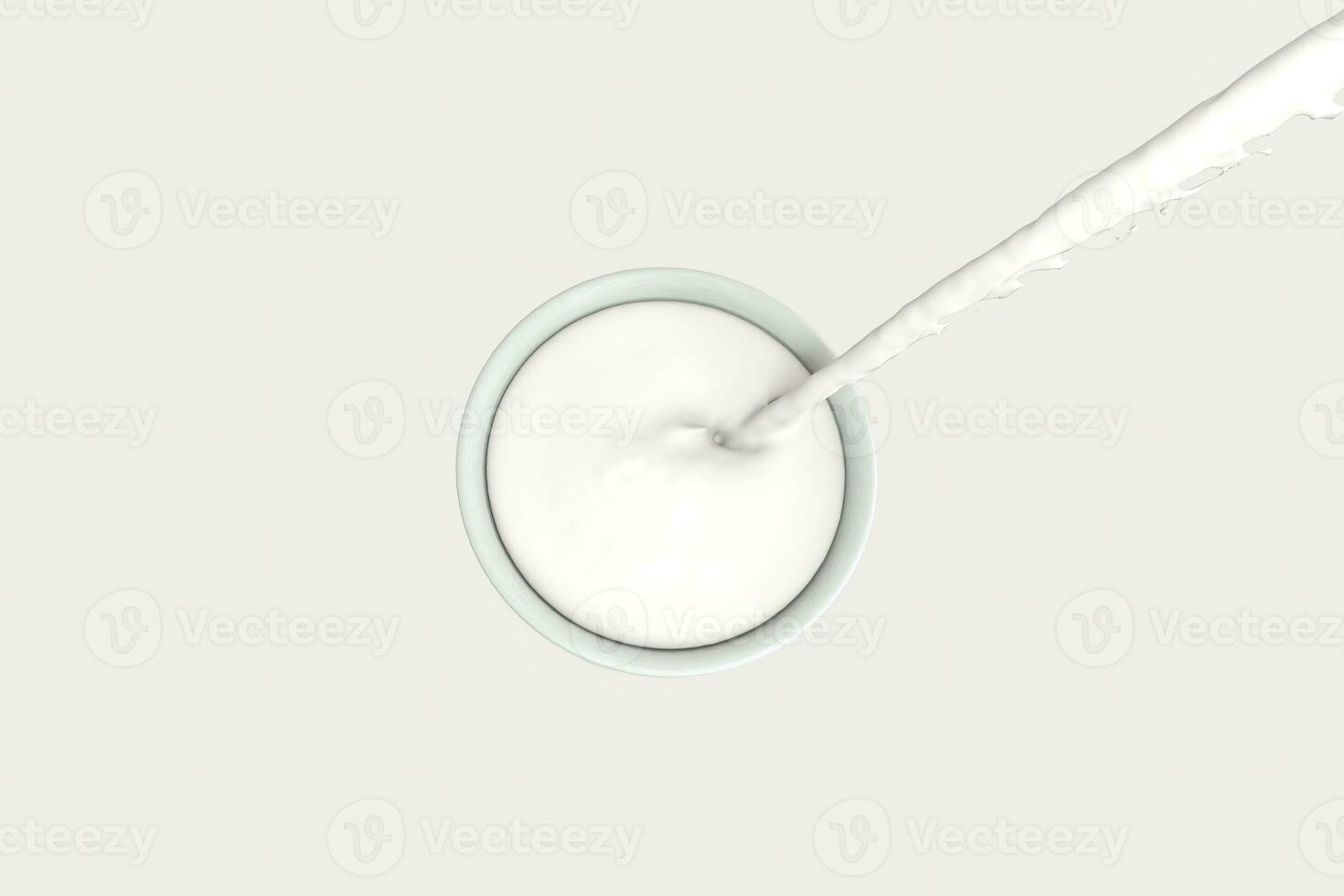 A bowl of milk and splashing liquid, 3d rendering. photo
