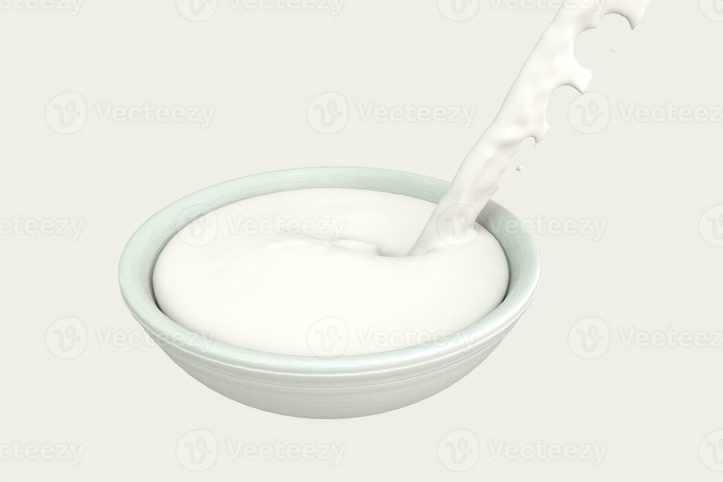 A bowl of milk and splashing liquid, 3d rendering. photo