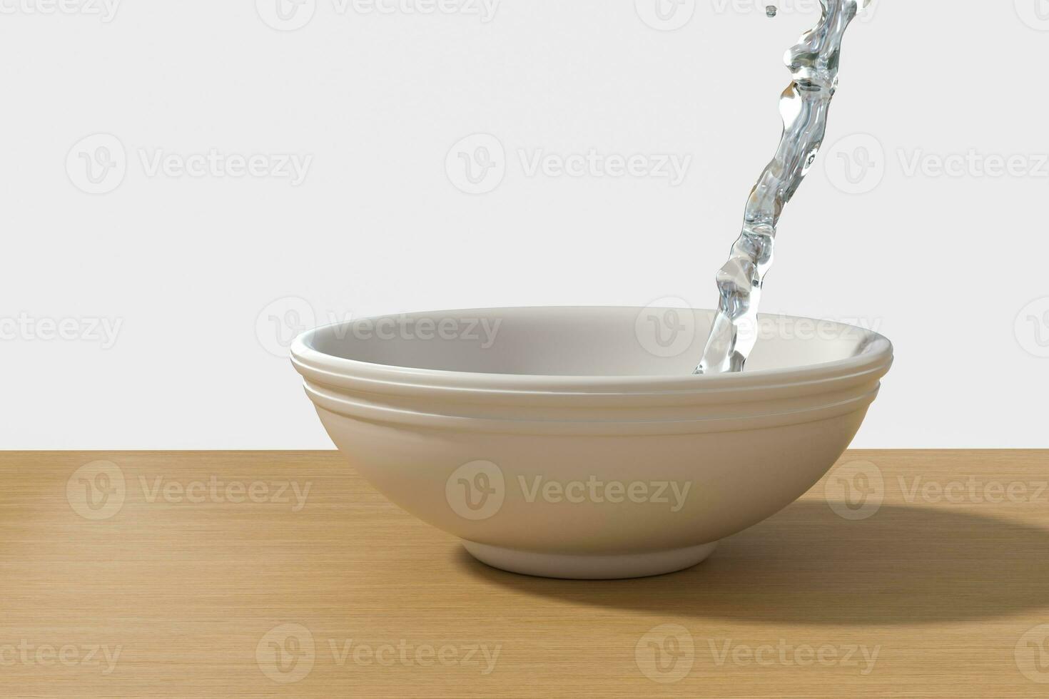 A bowl of water and splashing liquid, 3d rendering. photo