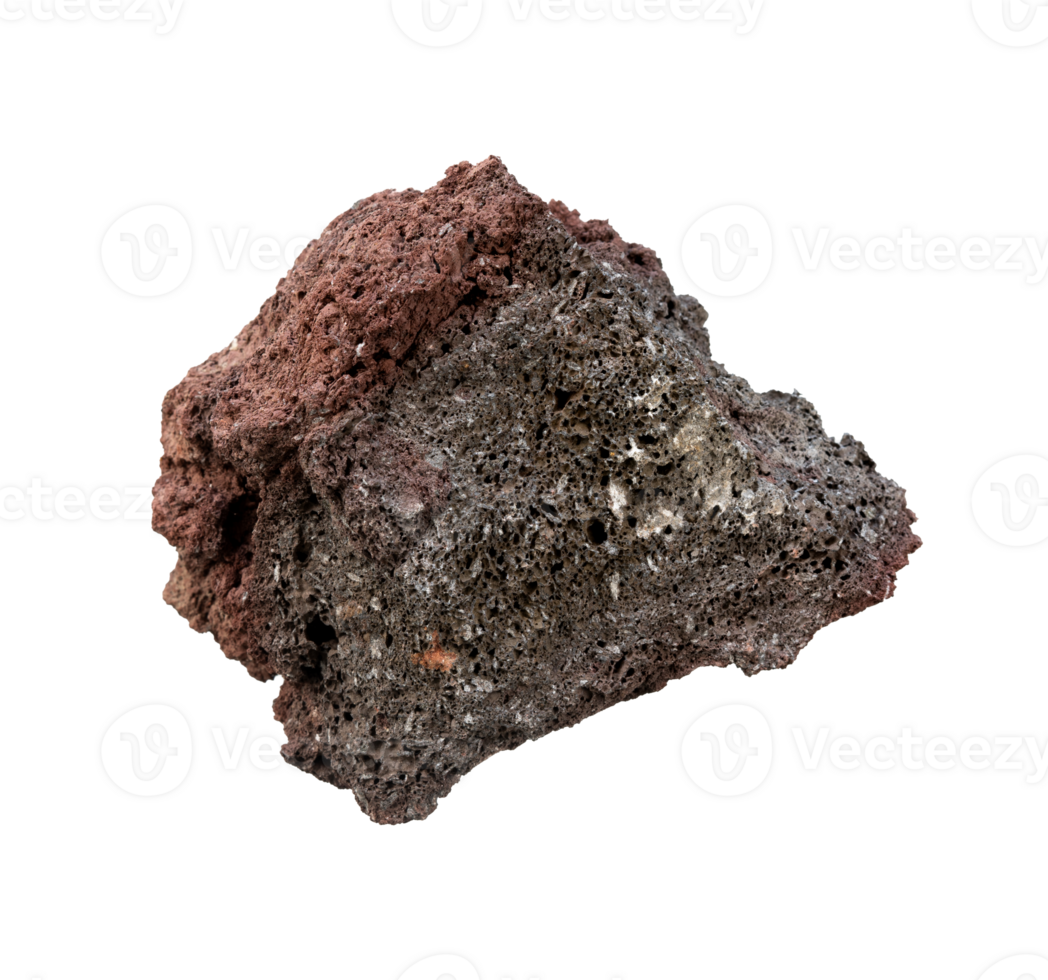 Old vesicular basalt rocks isolated png