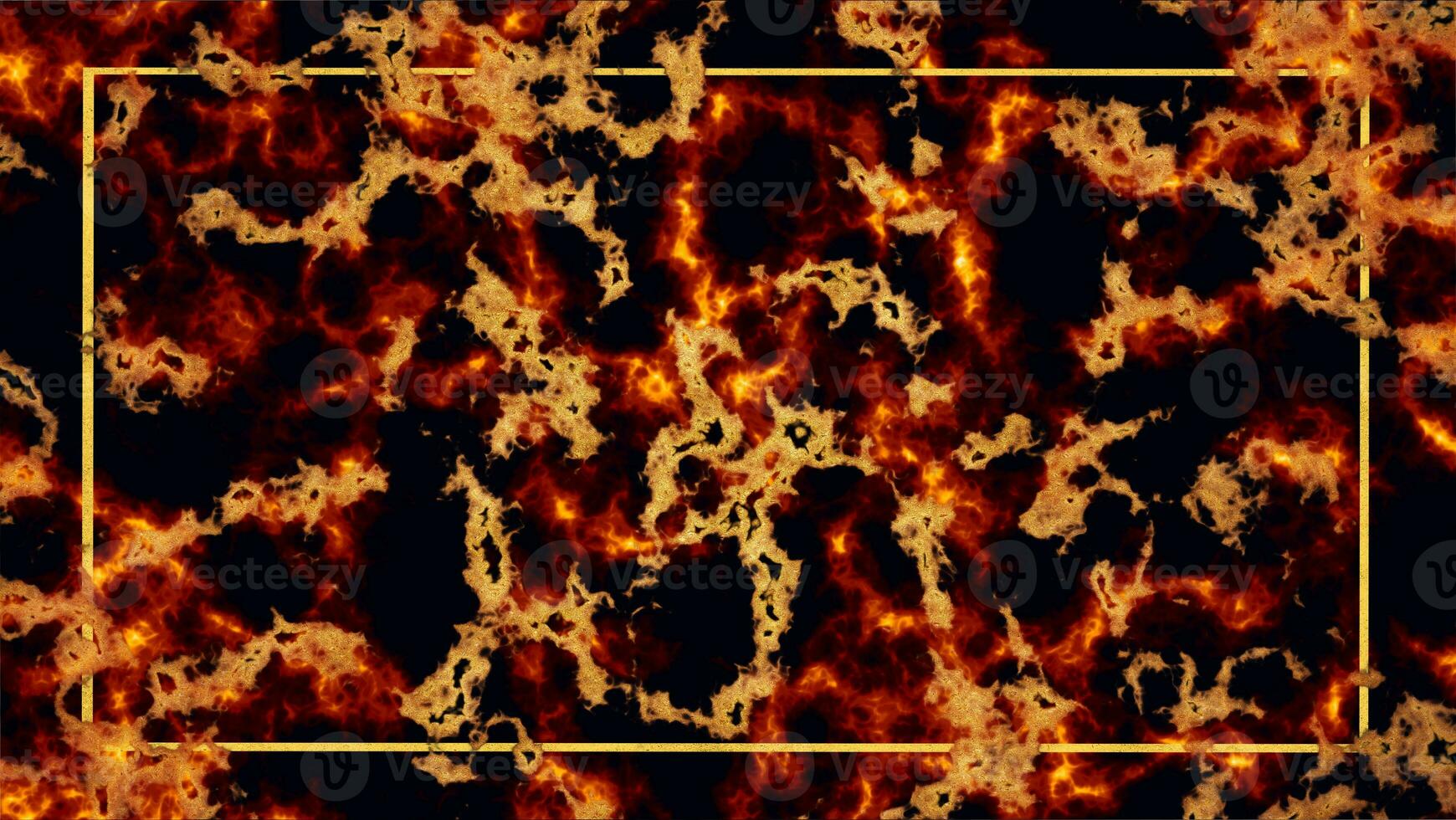 Marble fire of evil heat and high temperature texture and luxury gold surface and gold border inside background photo