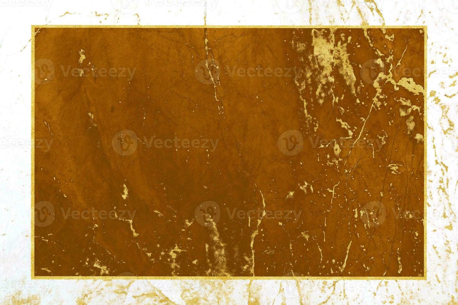 White marble rectangle outside and brown marble rectangle inside with mineral gold and gold border on surface photo