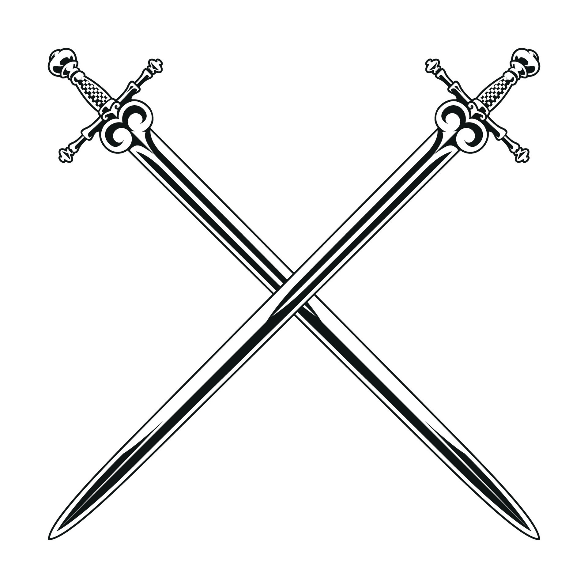 Medieval crossed swords 1214069 Vector Art at Vecteezy