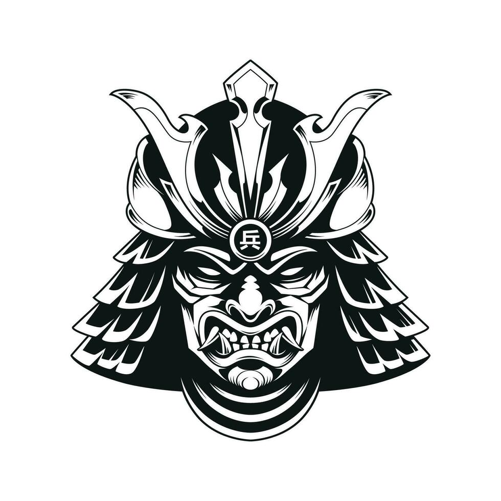 samurai máscara vector bw aislado