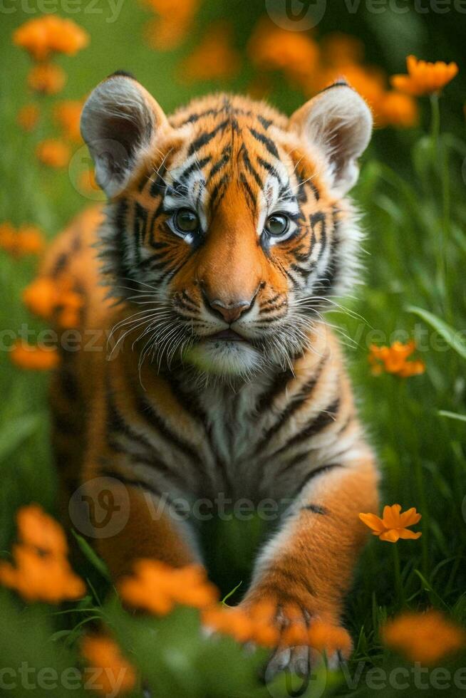 cute Tiger cub, baby tiger photo