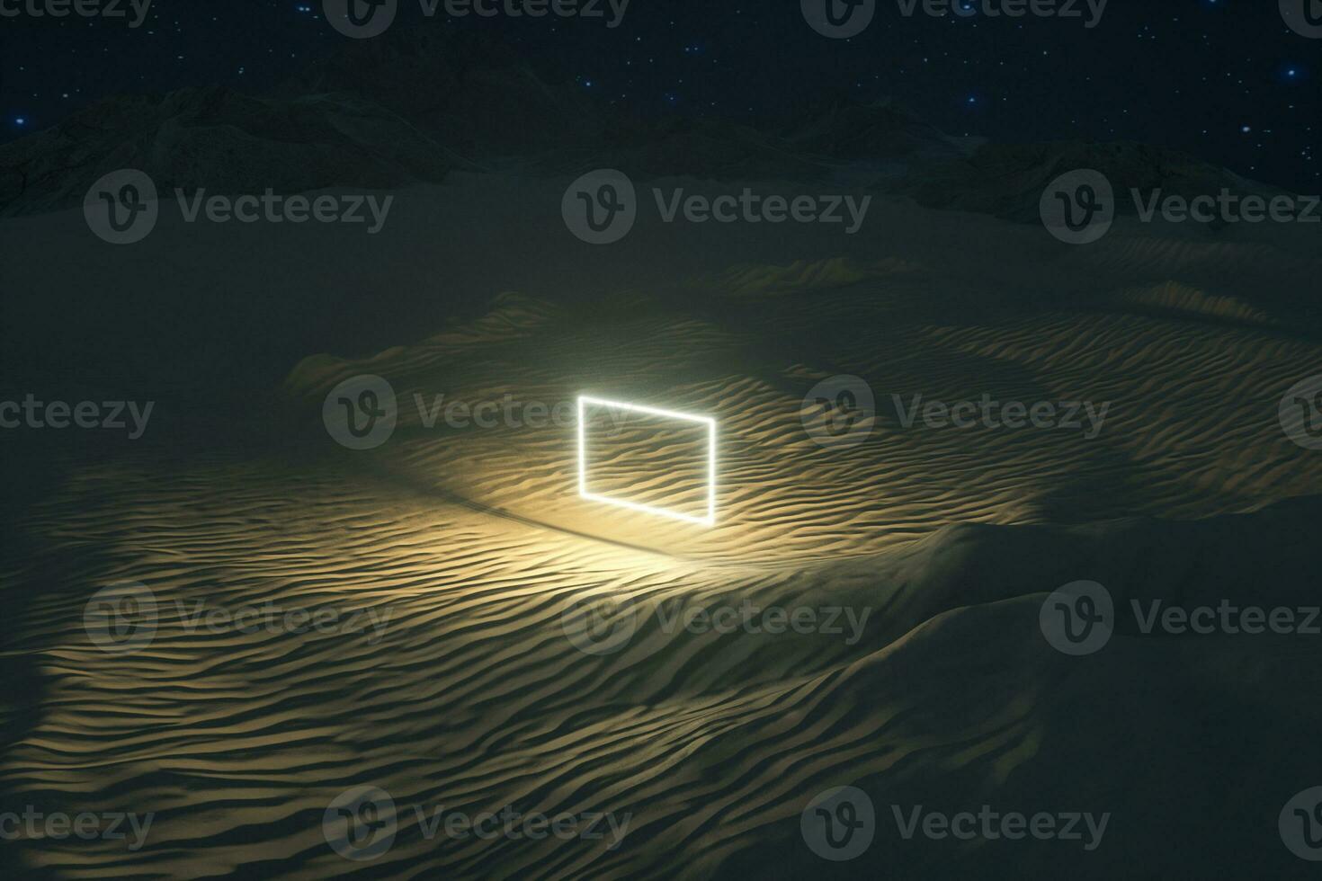 3d rendering, the wide desert, with stripes shapes. photo