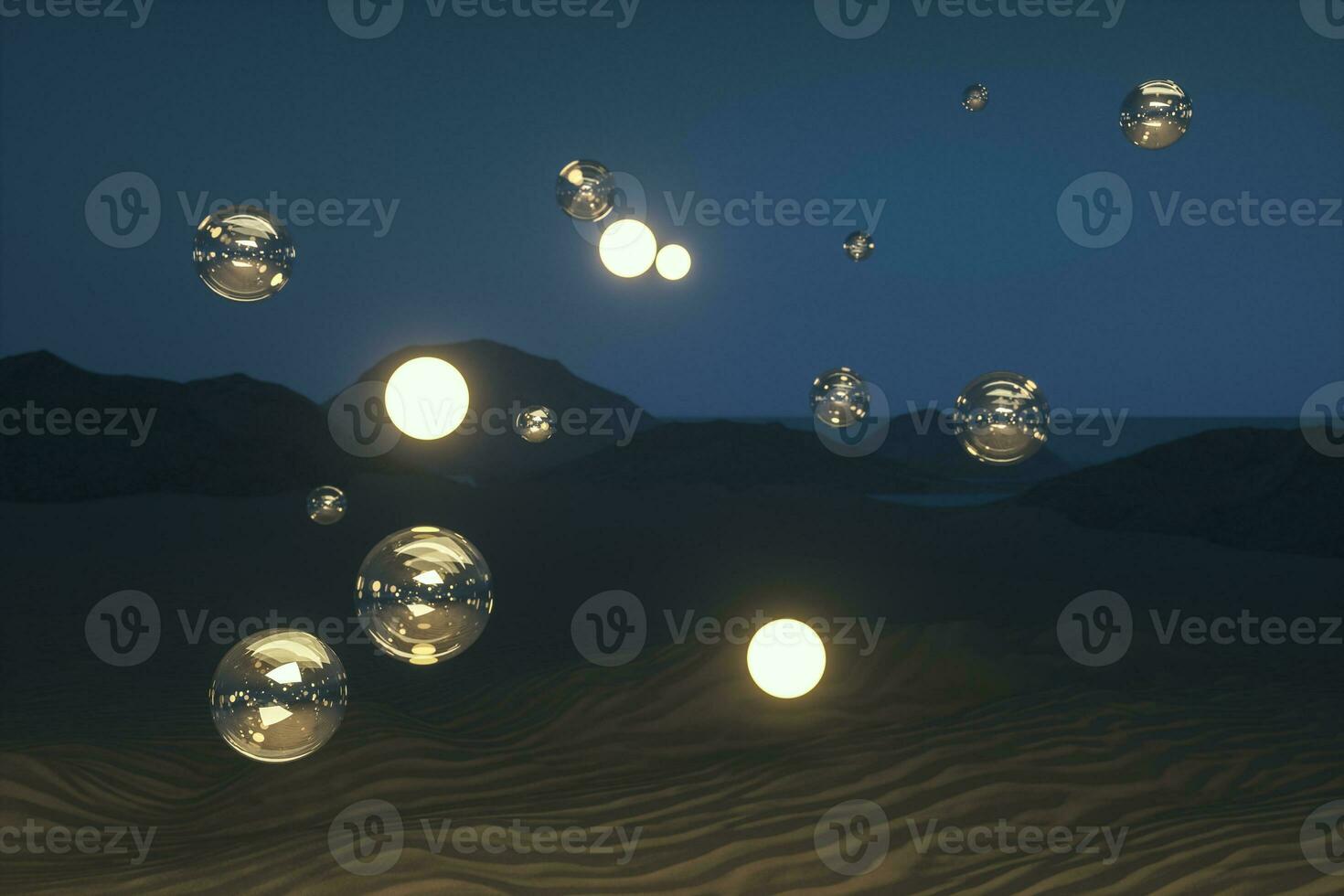 3d rendering, the wide desert, with stripes shapes. photo