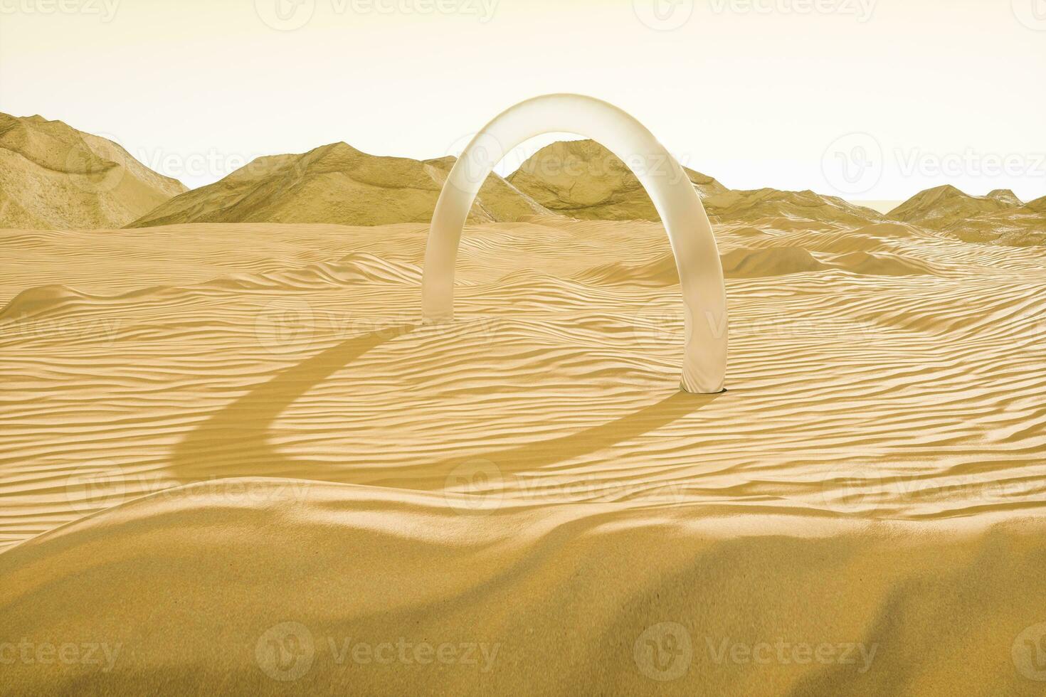 3d rendering, the wide desert, with stripes shapes. photo