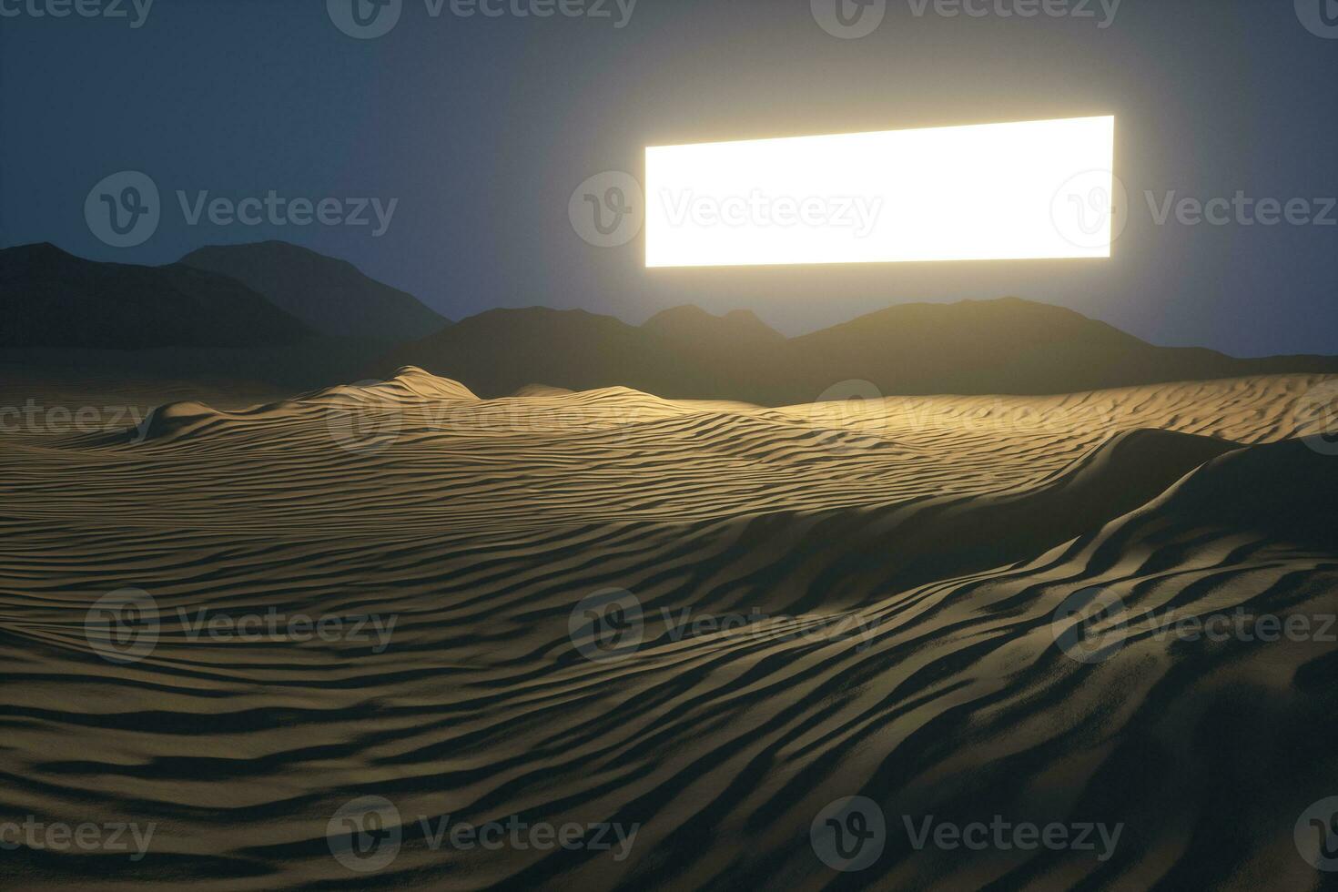 3d rendering, the wide desert, with stripes shapes. photo