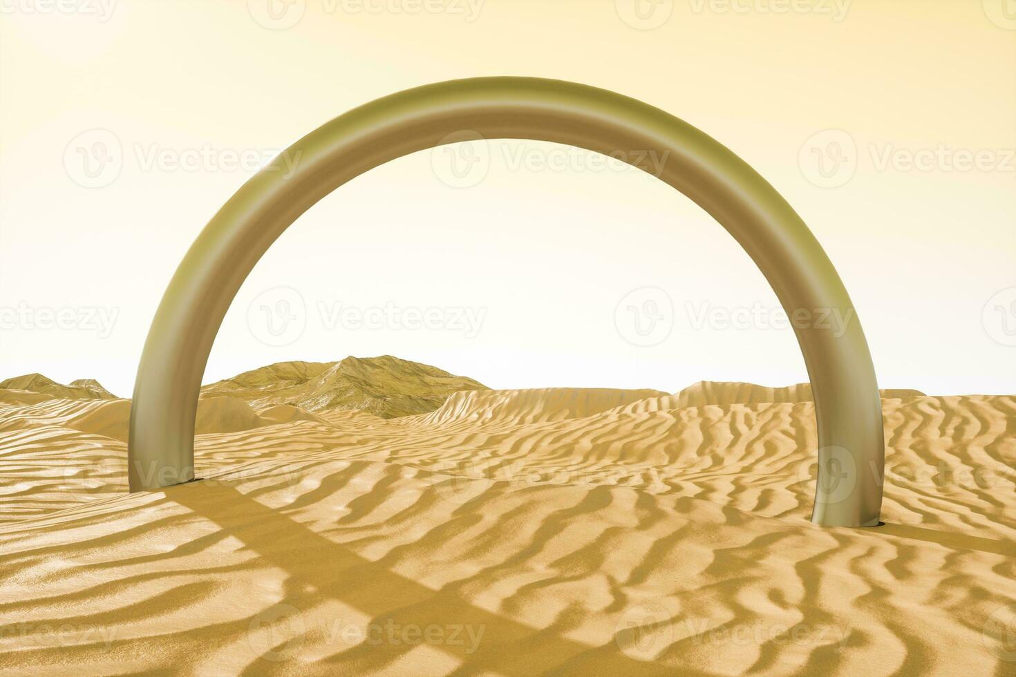3d rendering, the wide desert, with stripes shapes. photo