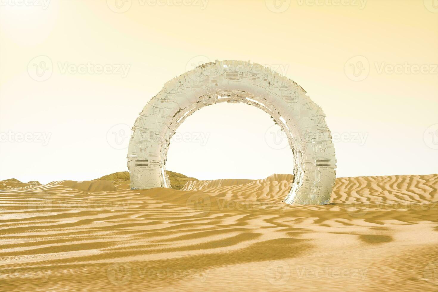 3d rendering, the wide desert, with stripes shapes. photo