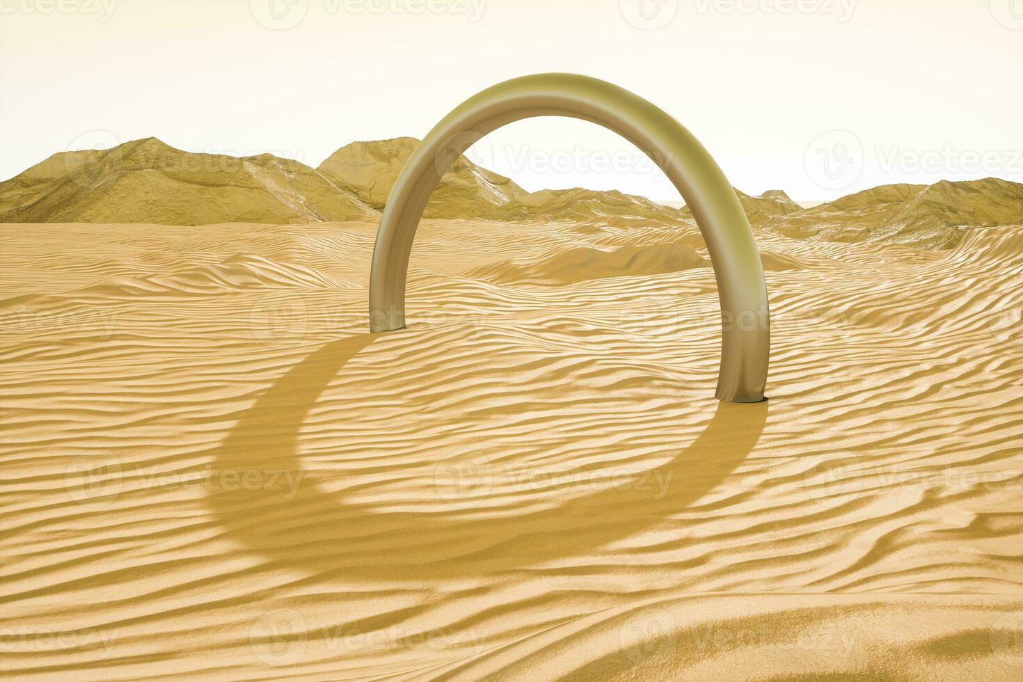 3d rendering, the wide desert, with stripes shapes. photo