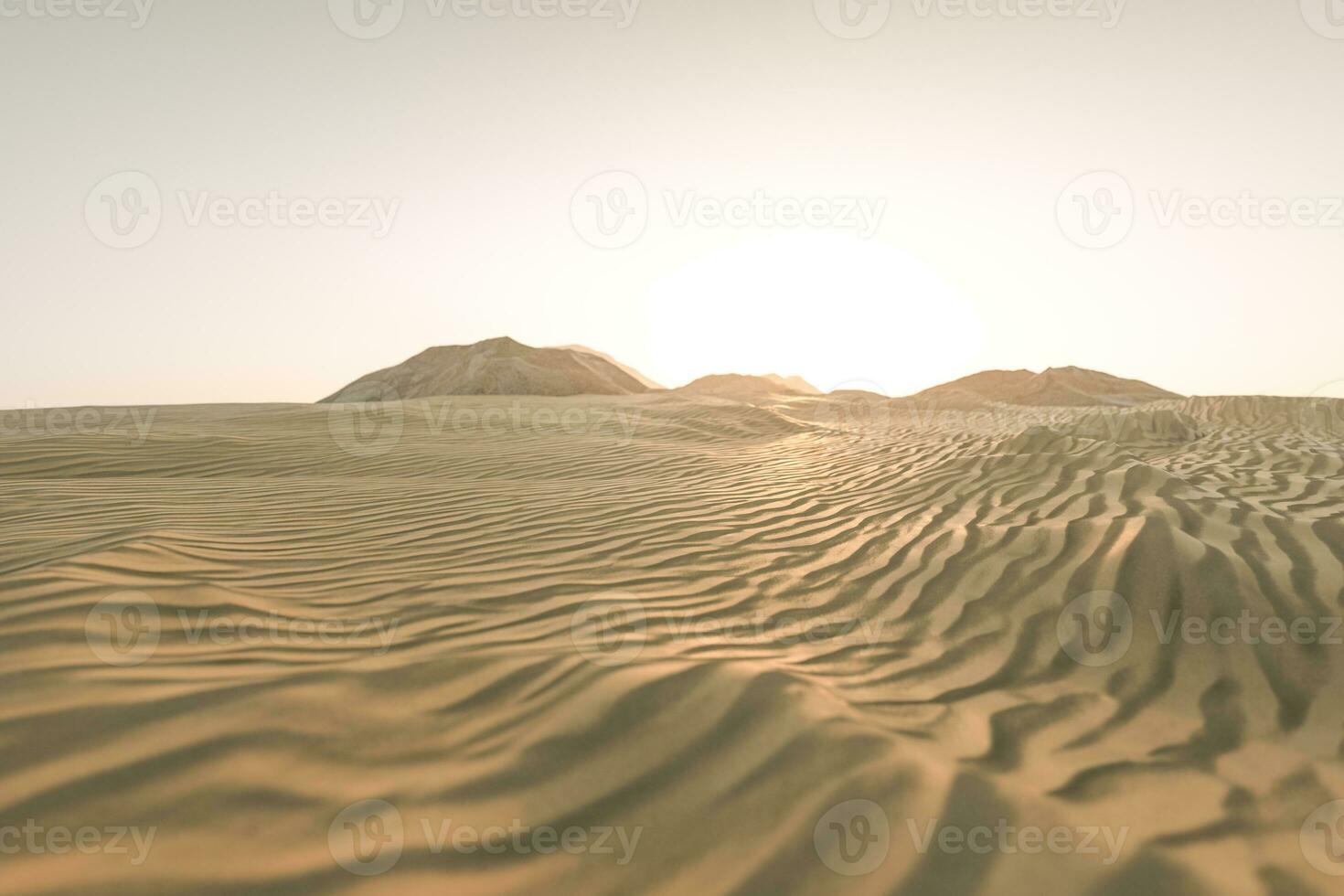 3d rendering, the wide desert, with stripes shapes. photo