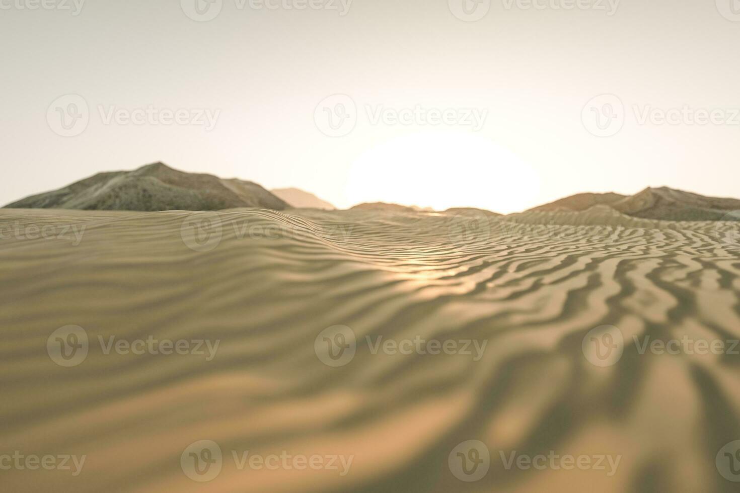 3d rendering, the wide desert, with stripes shapes. photo