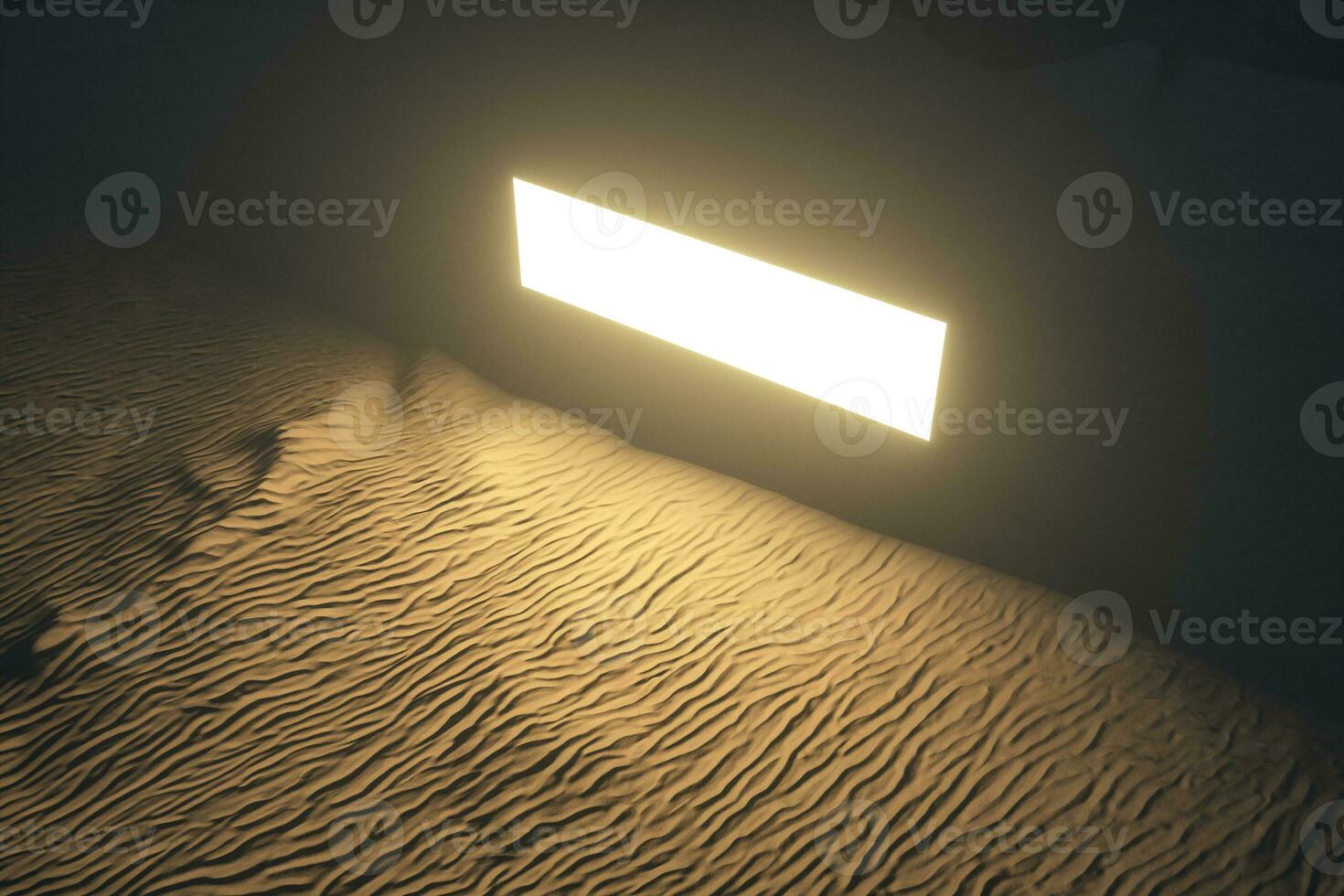 3d rendering, the wide desert, with stripes shapes. photo