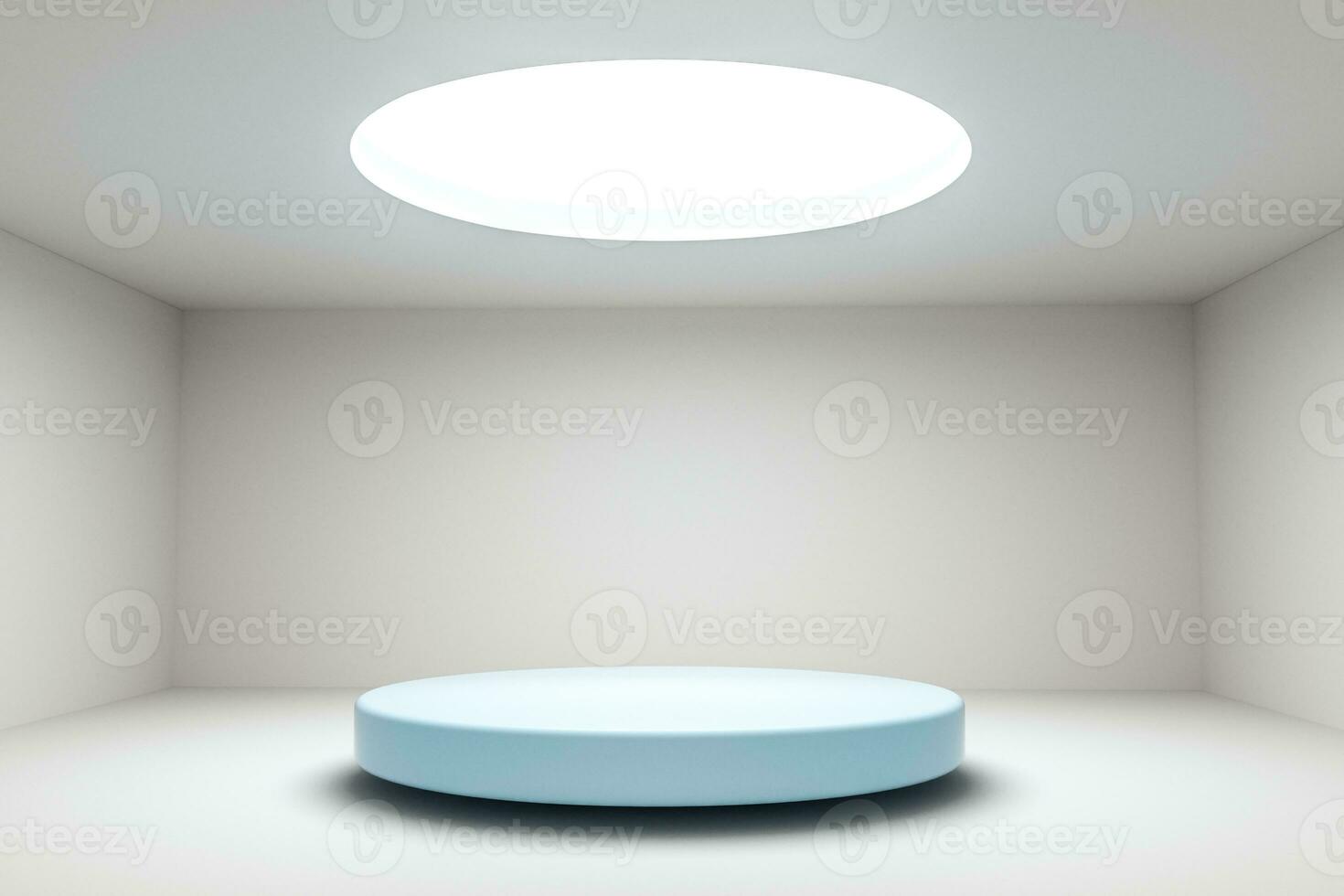 3d rendering, the round platform in the empty room. photo