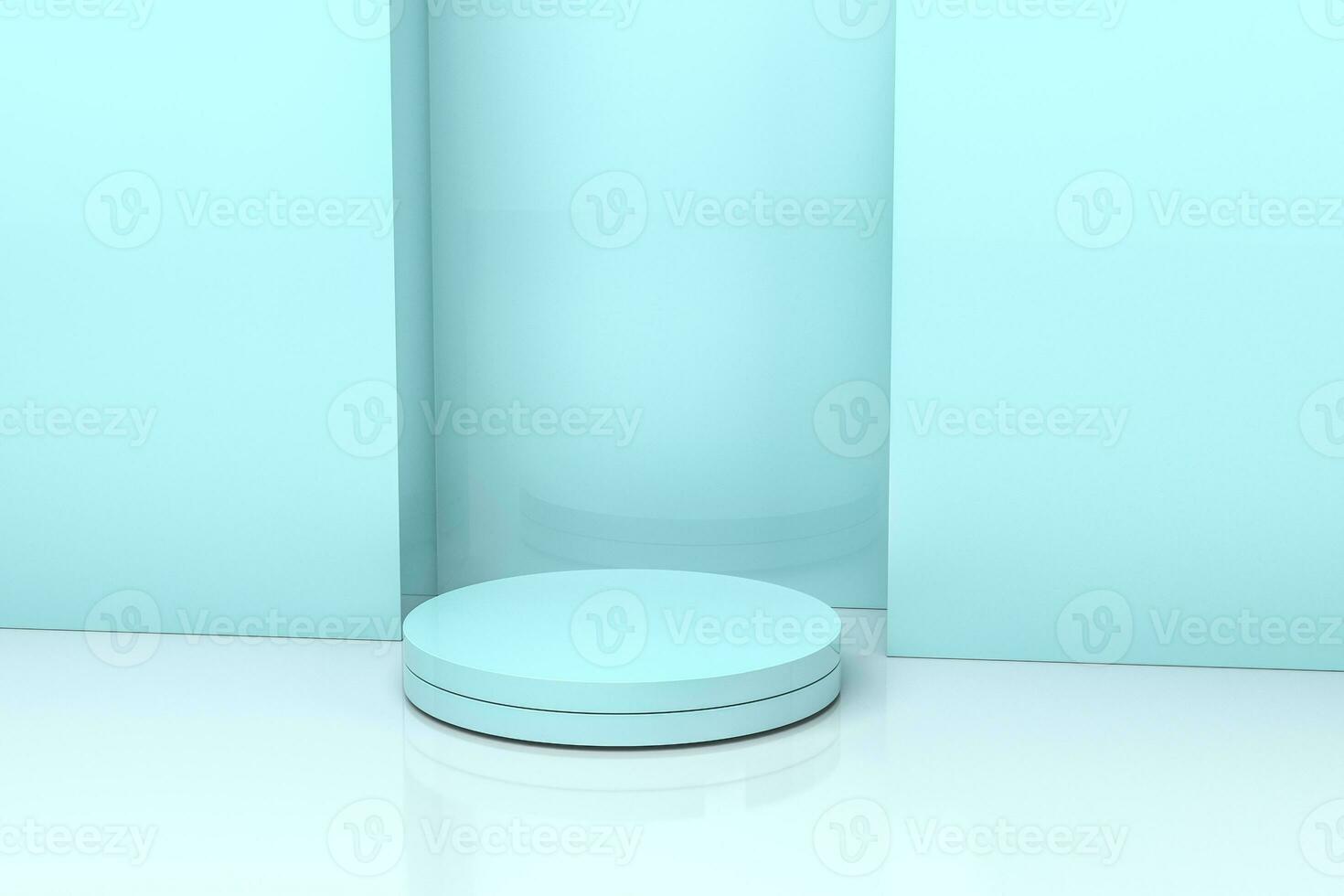 3d rendering, the round platform in the empty room. photo