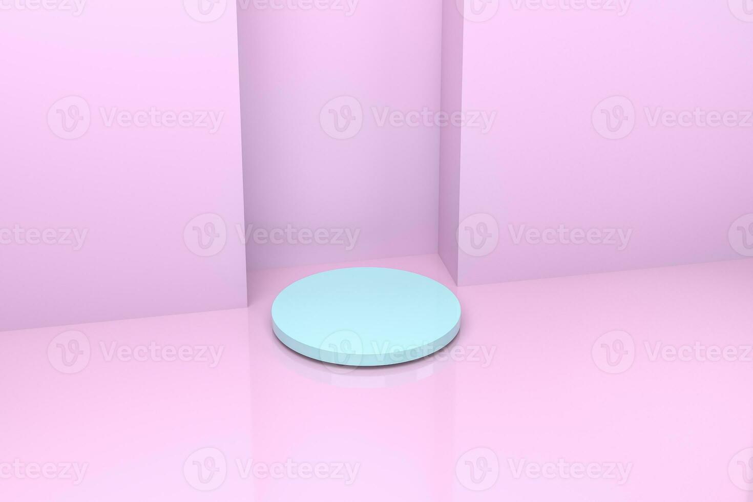 3d rendering, the round platform in the empty room. photo