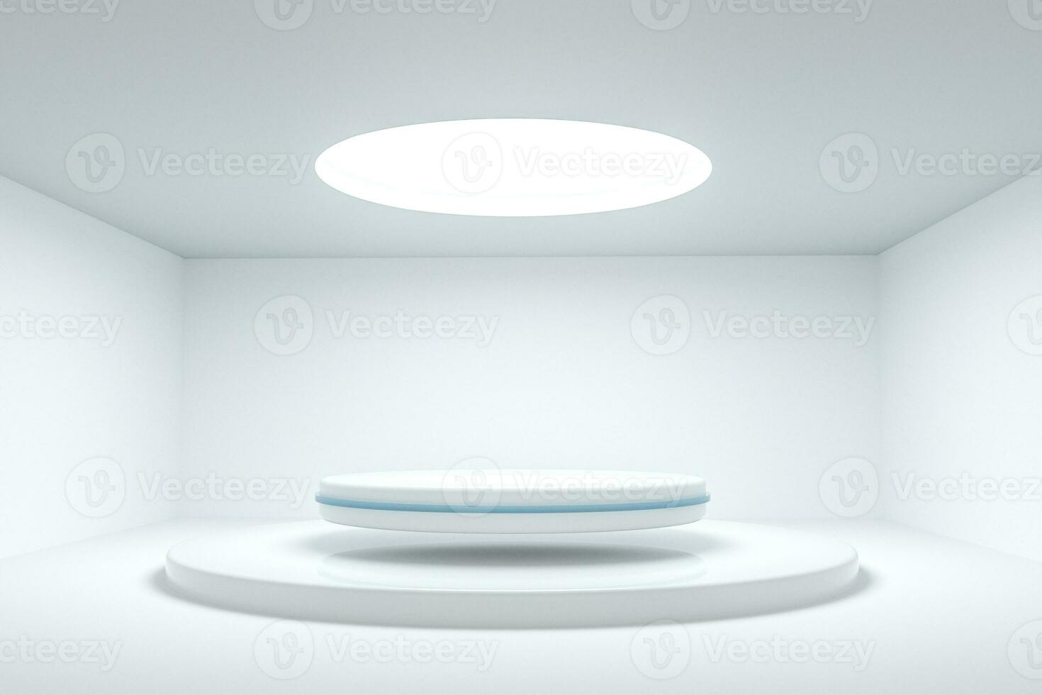 3d rendering, the round platform in the empty room. photo
