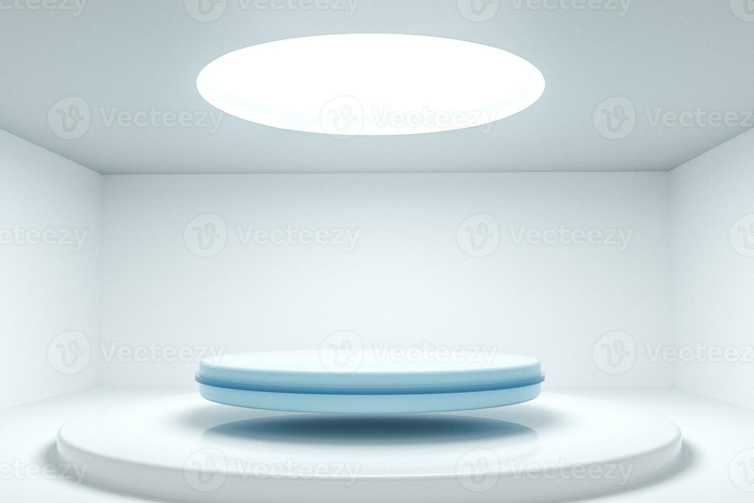 3d rendering, the round platform in the empty room. photo