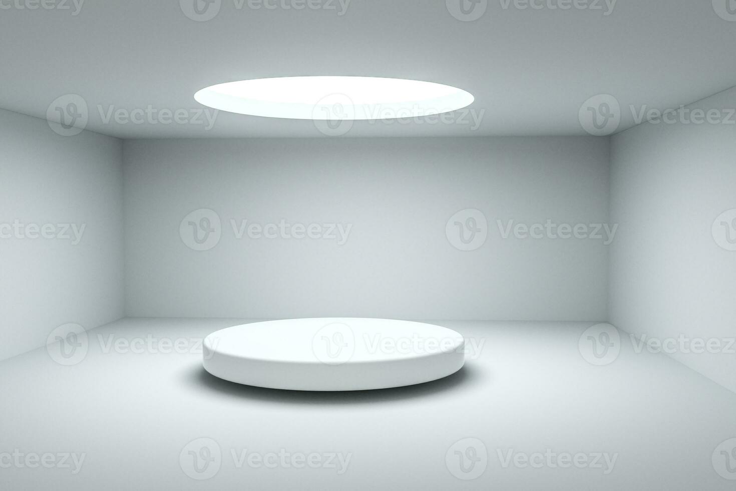 3d rendering, the round platform in the empty room. photo