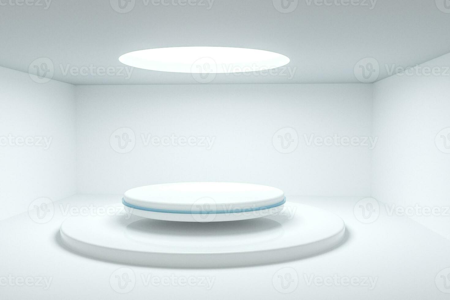 3d rendering, the round platform in the empty room. photo