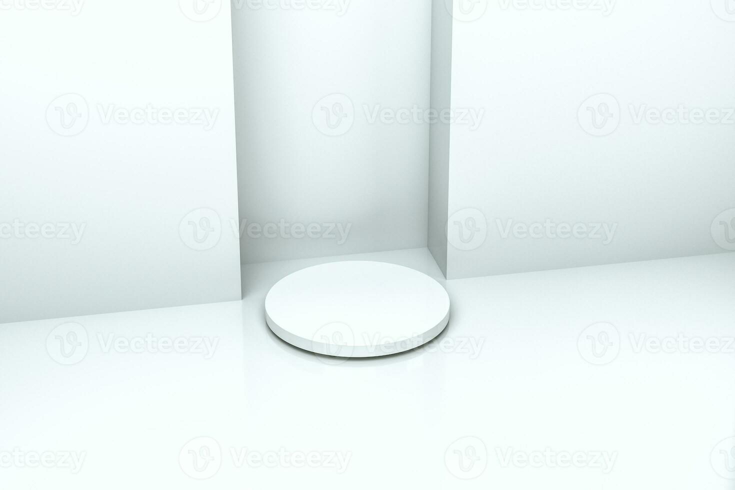 3d rendering, the round platform in the empty room. photo