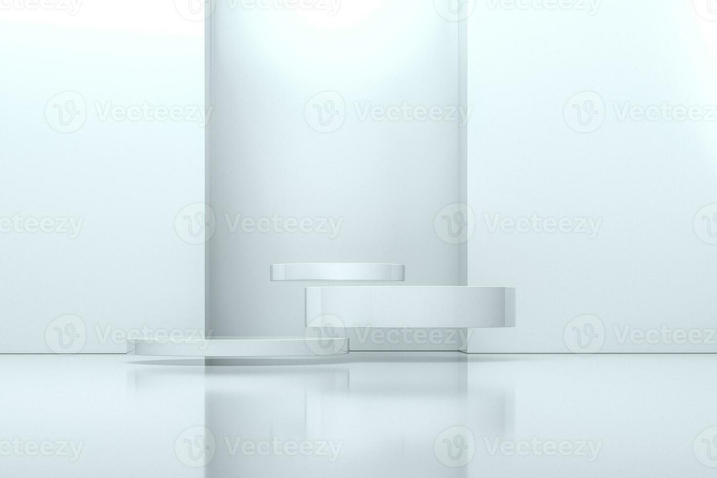 3d rendering, the round platform in the empty room. photo