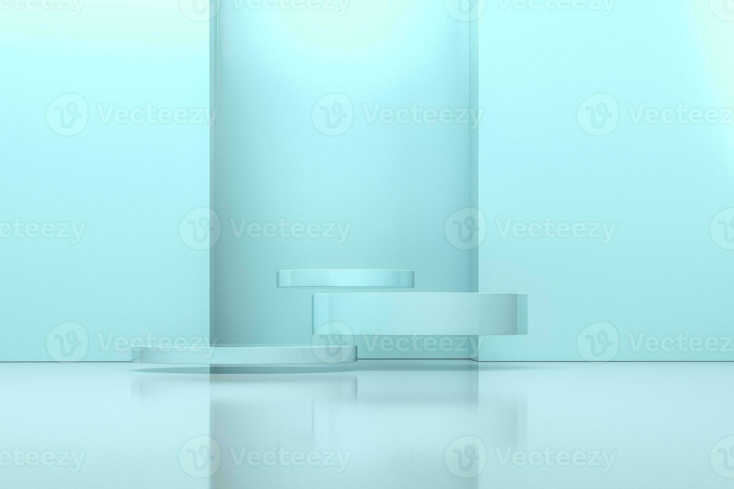 3d rendering, the round platform in the empty room. photo