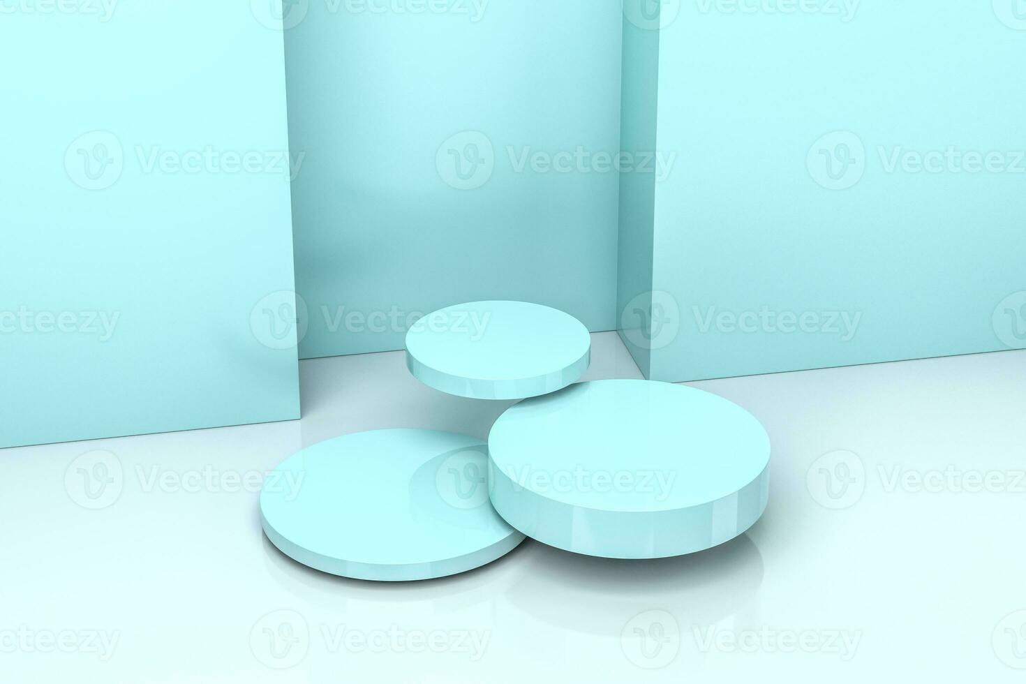 3d rendering, the round platform in the empty room. photo