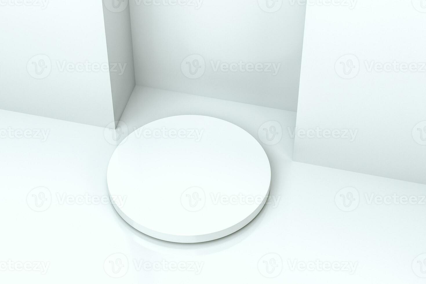 3d rendering, the round platform in the empty room. photo