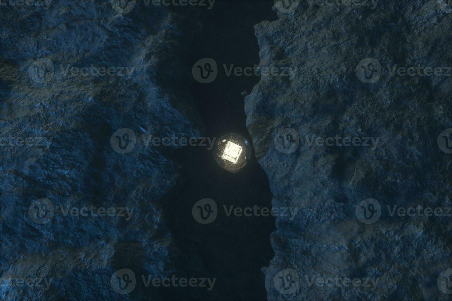 The flowing lantern in the river between the mountains at night, 3d rendering photo