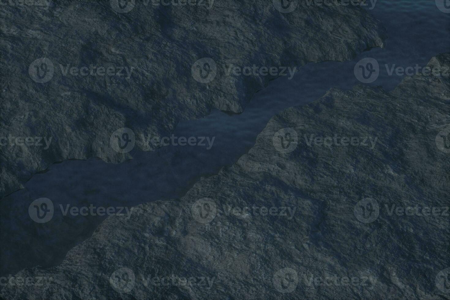 The river between the mountains at night, 3d rendering photo