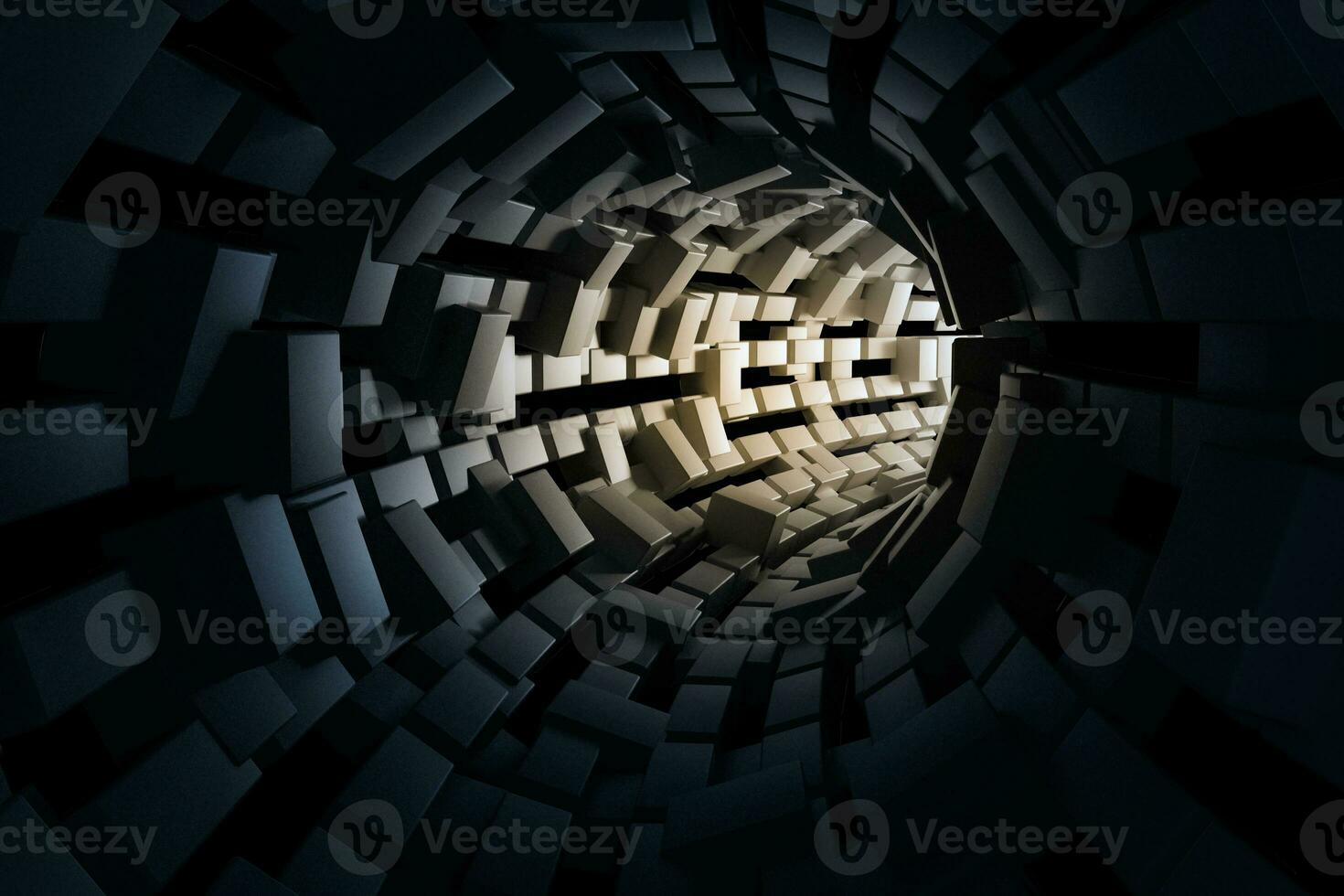 3d rendering, dark science-fiction tunnel, dark background photo