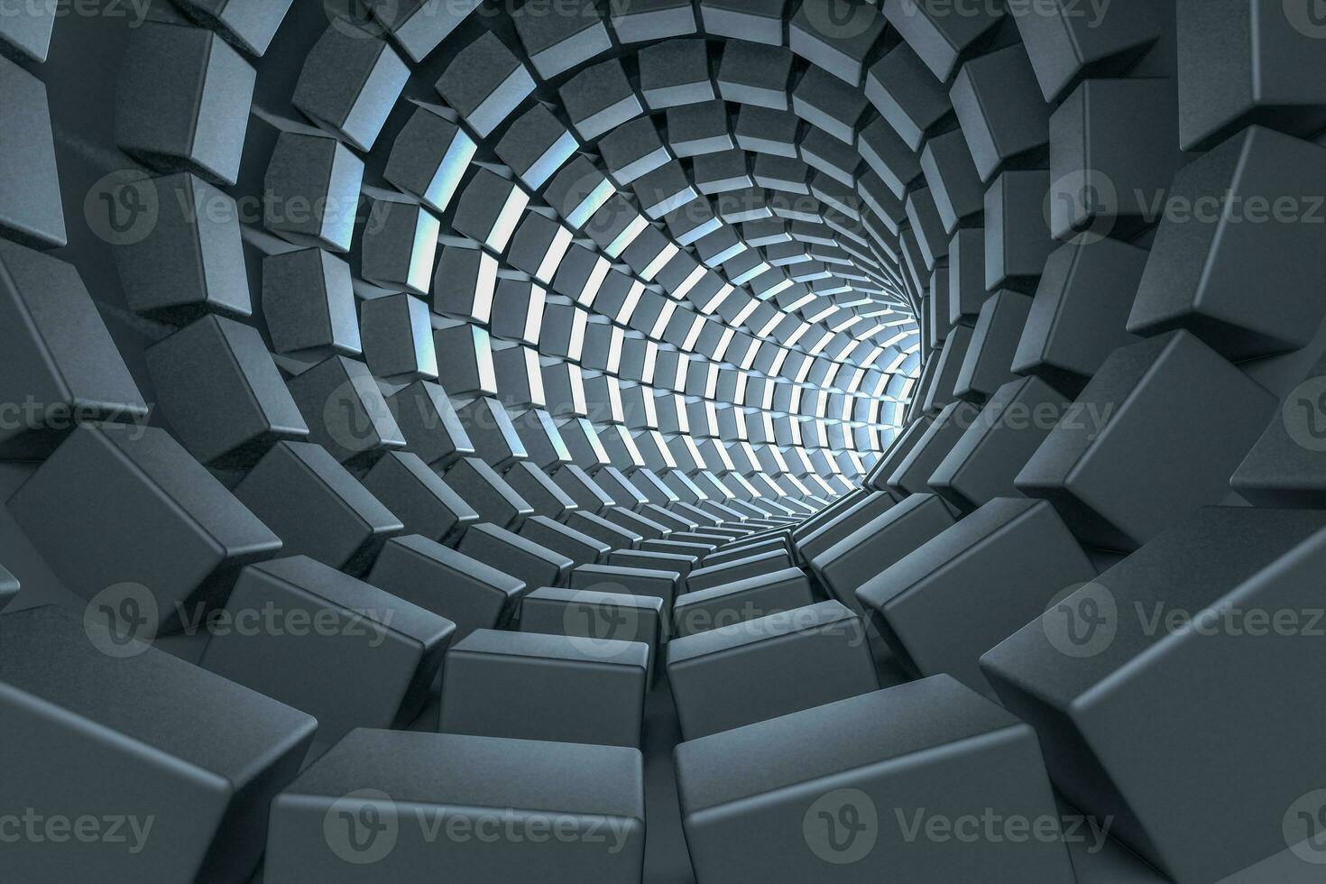 3d rendering, dark science-fiction tunnel, dark background photo