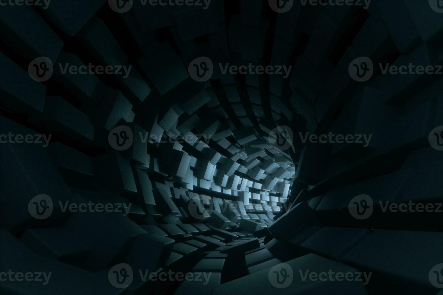 3d rendering, dark science-fiction tunnel, dark background photo