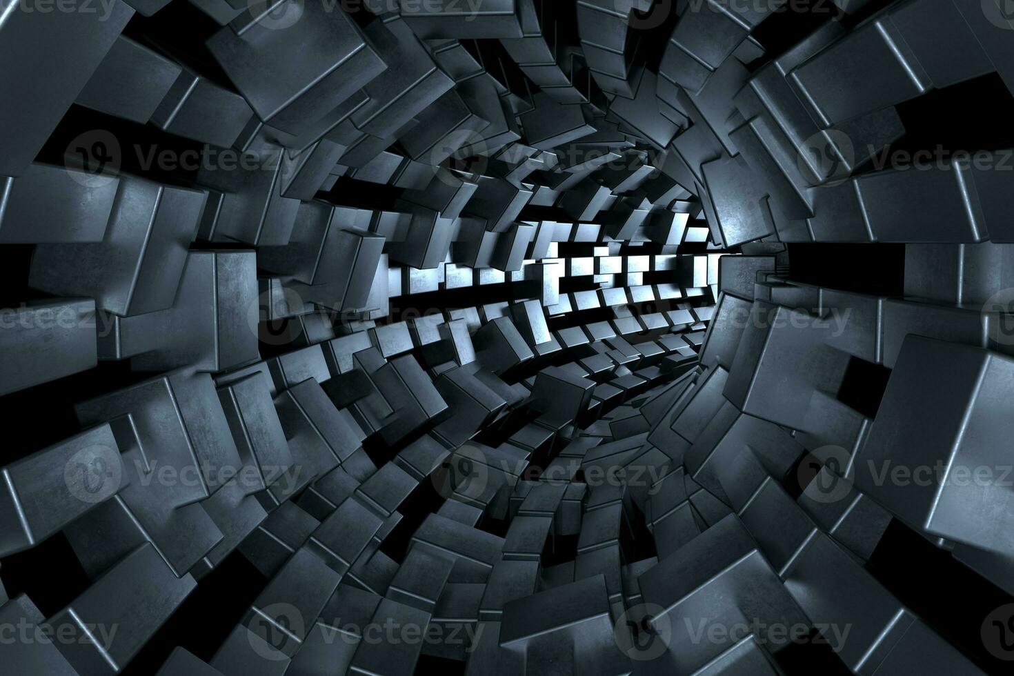 3d rendering, dark science-fiction tunnel, dark background photo